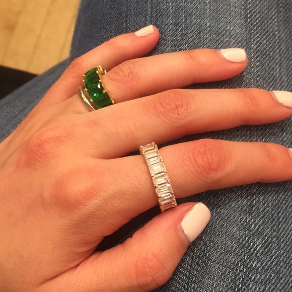 Rose Gold White Stone Eternity Band Ring - Picture 4 of 8